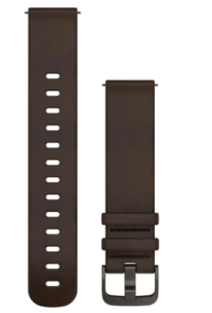 Schnellwechsel-Armband (20 mm) Leder Dunkelbraun, Teile in Schiefergrau