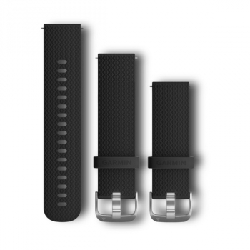 Schnellwechselband 20mm - schwarz Silikonband mit Edelstahlteilen