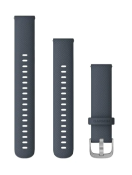 Schnellwechsel-Armband (18 mm) Silikon Granitblau, Teile in Silber