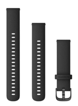Schnellwechsel-Armband (18 mm) Silikon Schwarz, Teile in Silber