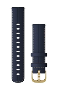 Schnellwechsel-Armband (18 mm) Leder Marineblau, Teile in Weissgold