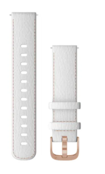 Schnellwechsel-Armband (18 mm) Leder Weiss, Teile in Rosegold