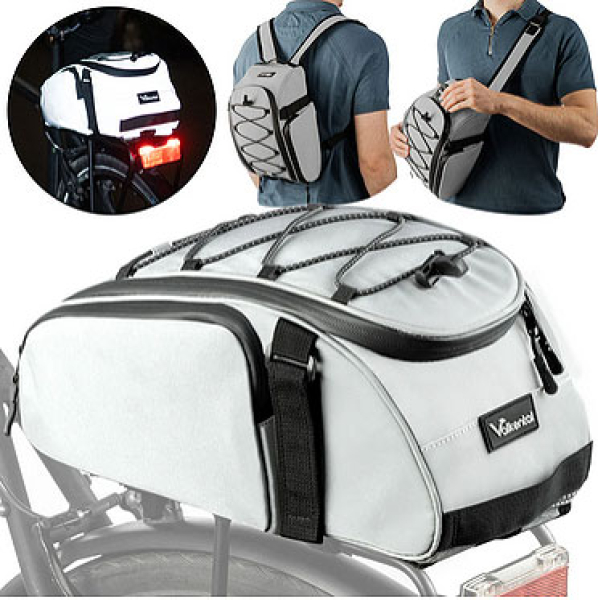 Trunk Bag - Aufliegende Gepäckträgertasche mit Rucksackfunktion reflective